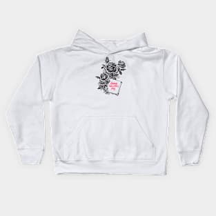 HappyValentine's Day with Black Rose Flowers Bouquet Kids Hoodie